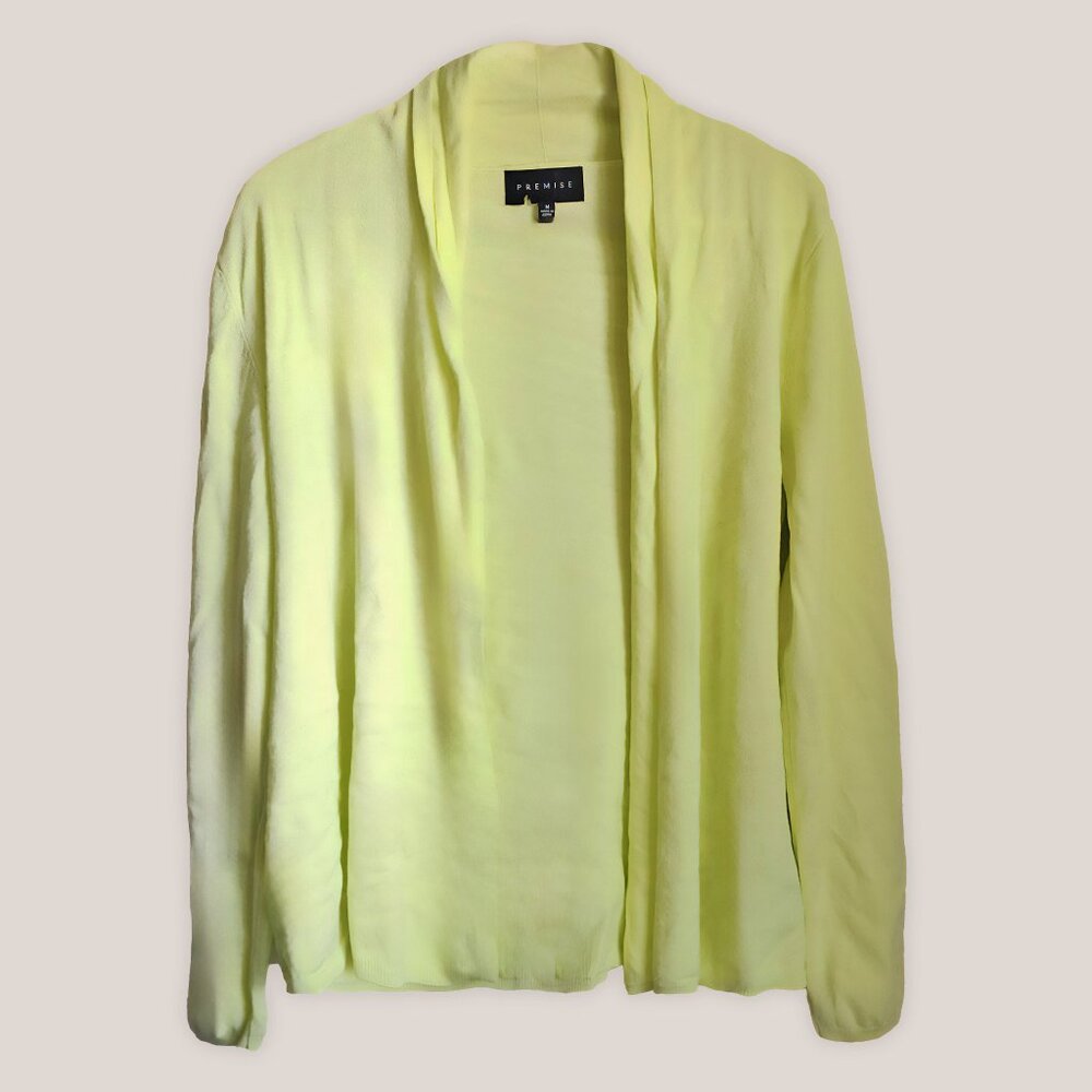 PREMISE Yellow Caridgan Open Front Sweater Long Sleeves Top